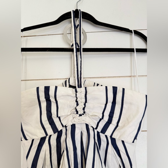 Emporio Armani Babydoll Striped Strappy Summer Dress White Navy - Picture 2 of 11